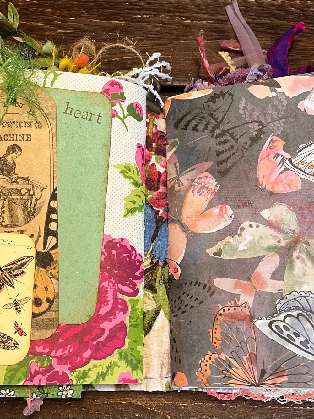 Butterfly Junk Journal Faith Floral Nature Flowers Softcover Decorated 3 Sig - Picture 16 of 16
